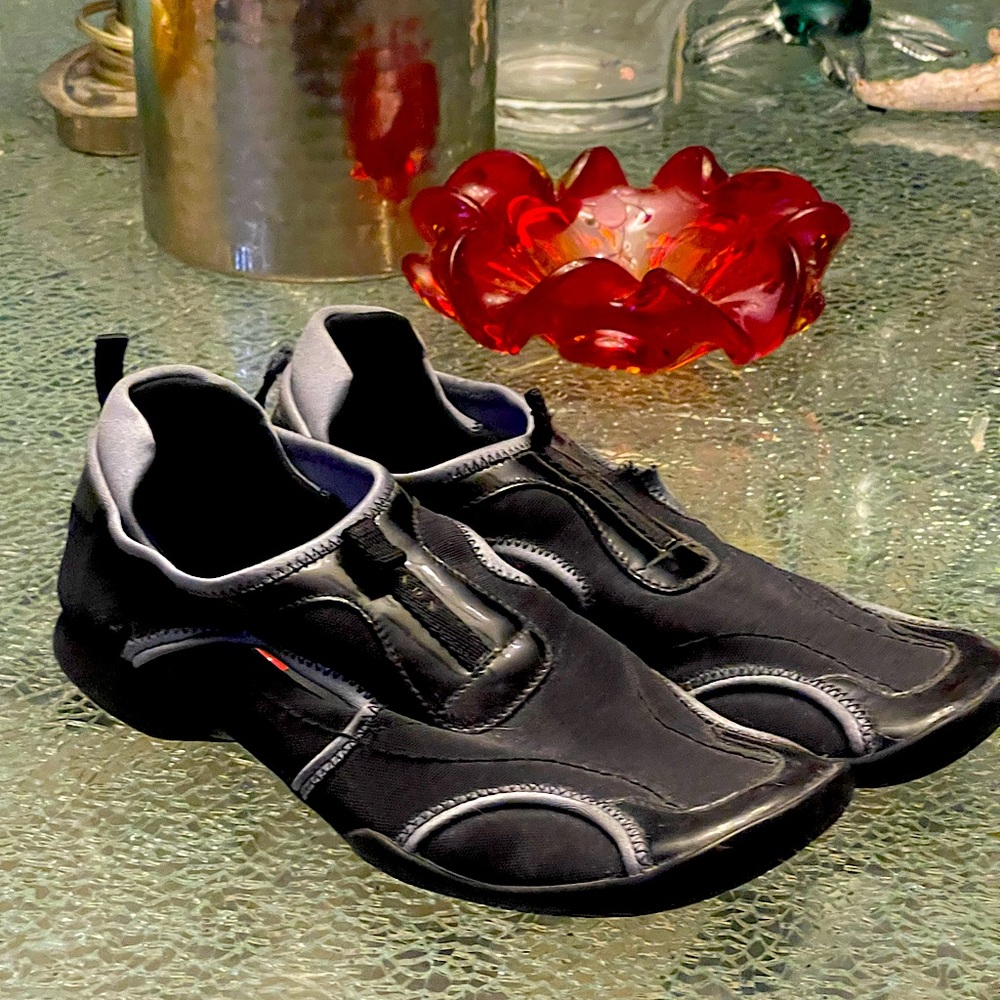 Men’s PRADA Black Slip-On Summer Shoes AUTHENTIC